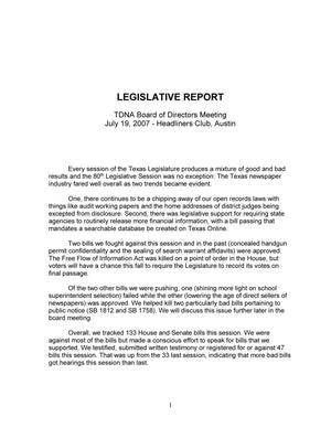 [TDNA Legislative Report, July 2007]