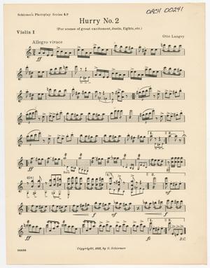 Primary view of object titled 'Hurry Number 2: Violin 1 Part'.