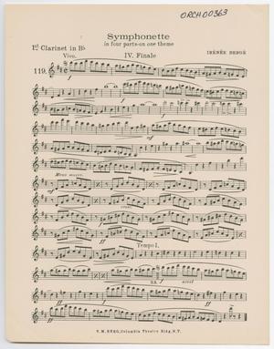 Symphonette, [Part] 4. Finale: Clarinet 1 in Bb Part
