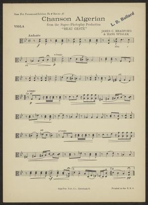 Primary view of object titled 'Chanson Algerian: Viola Part'.