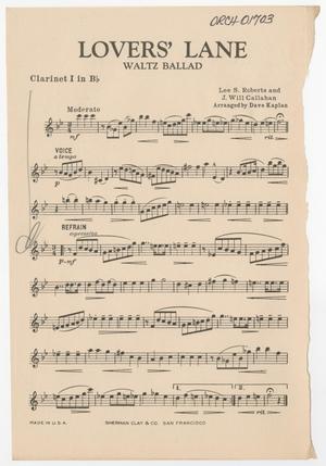 Lovers' Lane: Clarinet 1 in Bb Part