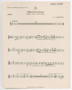 Primary view of object titled 'Misterioso: Oboe Part'.