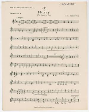 Primary view of object titled 'Hurry: Horn in F Part'.