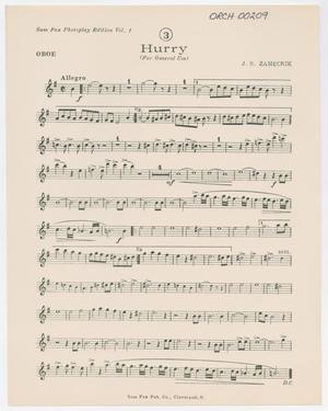Primary view of object titled 'Hurry: Oboe Part'.