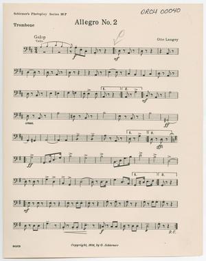 Primary view of object titled 'Allegro Number 2: Trombone Part'.