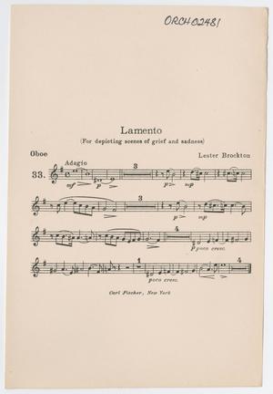 Primary view of object titled 'Lamento: Oboe Part'.