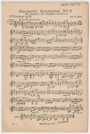 Dramatic Recitative Number 2: Clarinet 1 in Bb Part