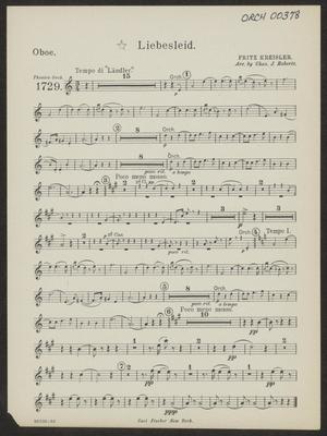 Primary view of object titled 'Liebesleid: Oboe Part'.