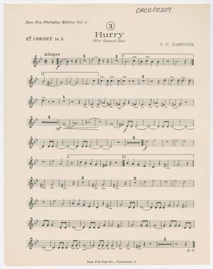 Primary view of object titled 'Hurry: Cornet 2 in A Part'.