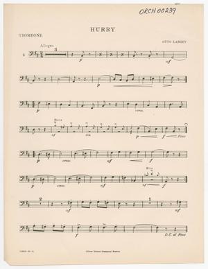 Primary view of object titled 'Hurry: Trombone Part'.