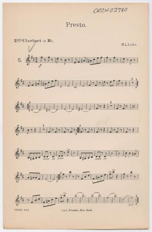Presto: Clarinet 2 in Bb Part