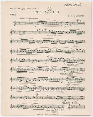 Primary view of object titled 'The Verdict: Oboe Part'.