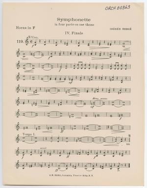 Symphonette, [Part] 4. Finale: Horns in F Part