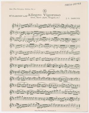 Primary view of object titled 'Allegro Vigoroso: Clarinet 1 in Bb Part'.