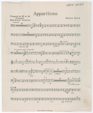 Apparitions: Timpani in D & A, Triangle, Bass Drum, and Cymbals Part