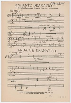 Primary view of object titled 'Andante Dramatico: Horns in F and Clarinet 2 Parts'.