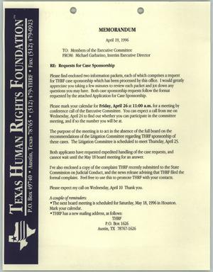 Primary view of object titled '[Letter from Michael Garbarino to the Texas Human Rights Foundation Executive Committee, April 19, 1996]'.