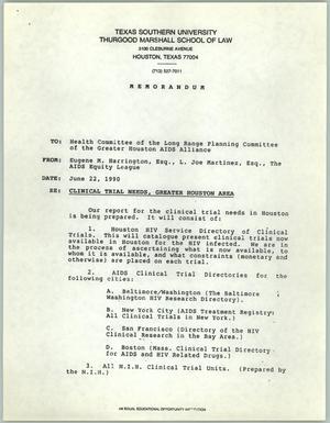 Primary view of object titled '[Letter from Eugene M. Harrington, L. Joe Martinez, and the AIDS Equity League to the Healthy Committee of the Long Range Planning Committee, June 22, 1990]'.