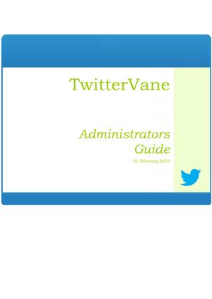Primary view of object titled 'TwitterVane Administrators Guide'.