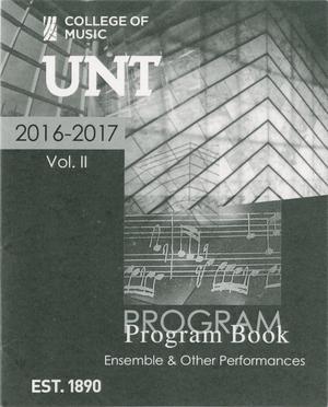 College of Music Program Book 2016-2017: Ensemble & Other Performances, Volume 2
