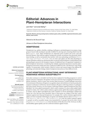 Editorial: Advances in Plant-Hemipteran Interactions