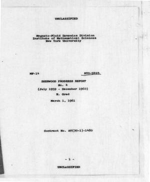 Sherwood progress report no. 4, July 1959 - December 1960