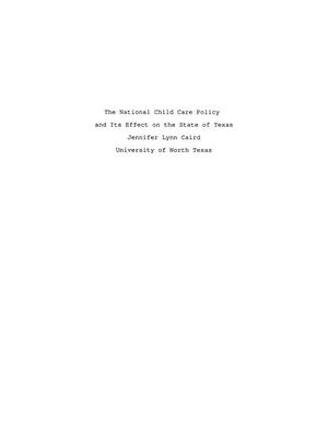 The National Child Care Policy and Its Effects on the State of Texas