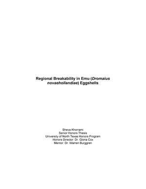 Regional Breakability in Emu (Dromaius novaehollandiae) Eggshells