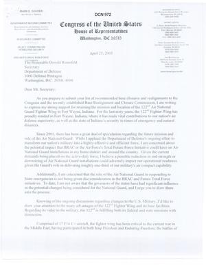 [Letter from Mark E. Souder to Anthony Principi - April 25, 2005]