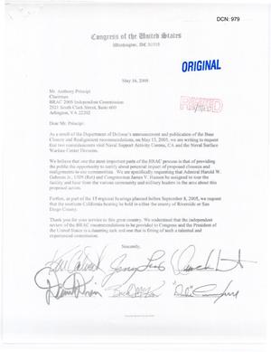 [Letter from California Congressional Delegation to Anthony Principi - May 16, 2005]