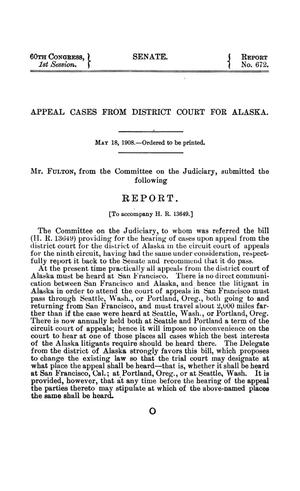 Appeal Cases from District Court for Alaska, Report