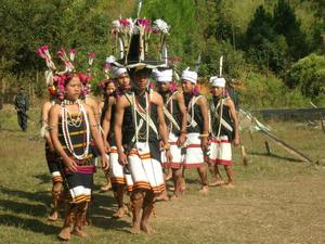 Young  Lamkang traditional dancers seen here with Lamber Ksuu wearing Toom Luubuw