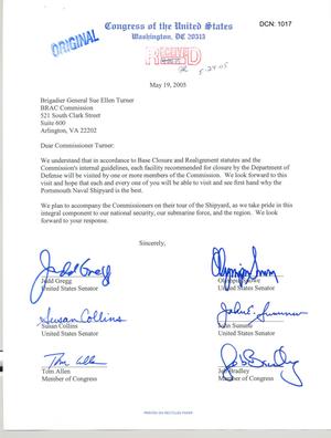 Letter from Senators and Congressman from Maine and New Hampshire Concerning Portsmouth Naval Shipyard