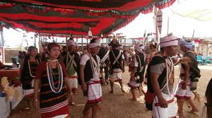Lamkang traditonal dancers performing at the first death anniversay of late Behon Shilshi at Deering Khu
