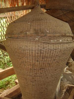Photograph of Lamkang traditonal Pluh cane and bamboo basket for keeping clothes