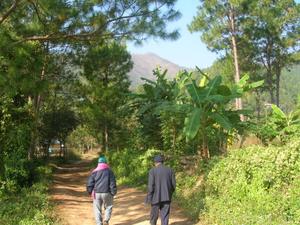 Elders walking on the road to Charangching Khullen