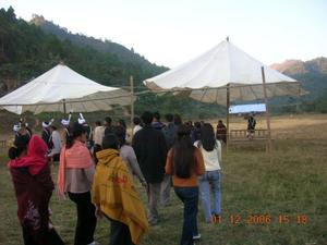 Cultural dance performed with community members at Charangching Khullen-Khunkha
