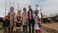 Photograph: Lera, Maria and Dimitry with Lamkang dancers