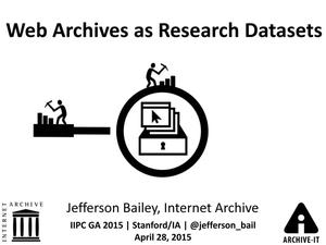 Primary view of object titled 'Web Archives as Research Datasets'.
