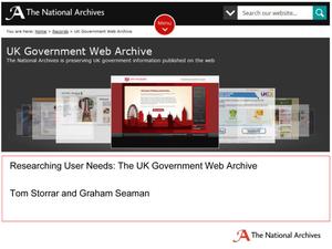 Researching User Needs: The UK Government Web Archive