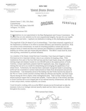 Letter from Senator Dole to Commissioner Hill (5May05)