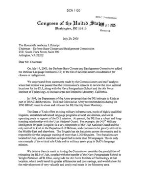 Executive Correspondence - Senators Hatch and Bennett Congressman Bennett regarding the relocation of the Defense Language Institute (DLI)