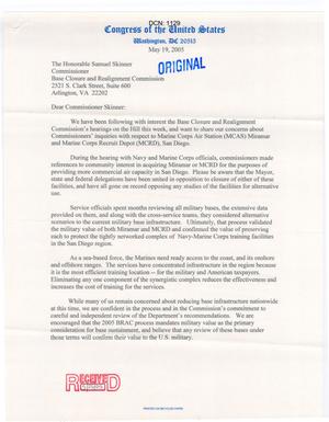 [Letter from the California Congressional Delegation to Samuel Skinner - May 19, 2005]