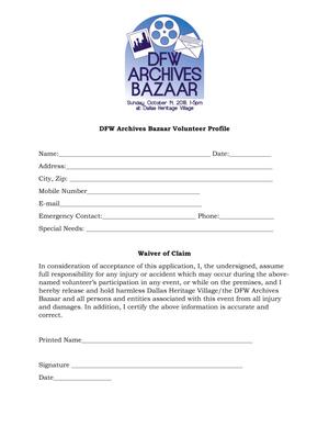 [DFW Archives Bazaar volunteer forms]