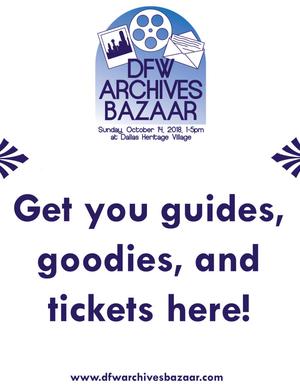 [DFW Archives Bazaar gifts and materials poster]