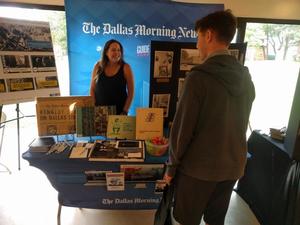 [Dallas Morning News table at Chautauqua Pavilion]