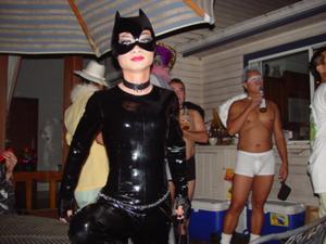 Primary view of object titled '[Party guest dressed like Cat Woman]'.