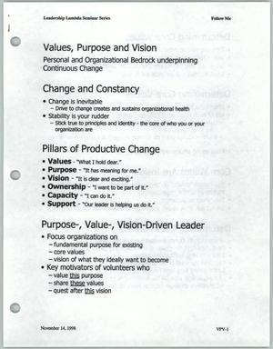 Primary view of object titled '[Leadership Lambda Seminar Series instructional material, November 14, 1998]'.