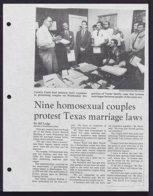 [Clipping: Nine homosexual couples protest Texas marriage laws]