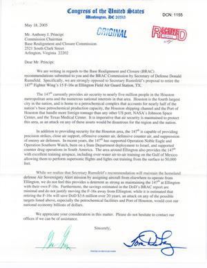 Letter from TX Representatives to Chairman Principi (18May05)